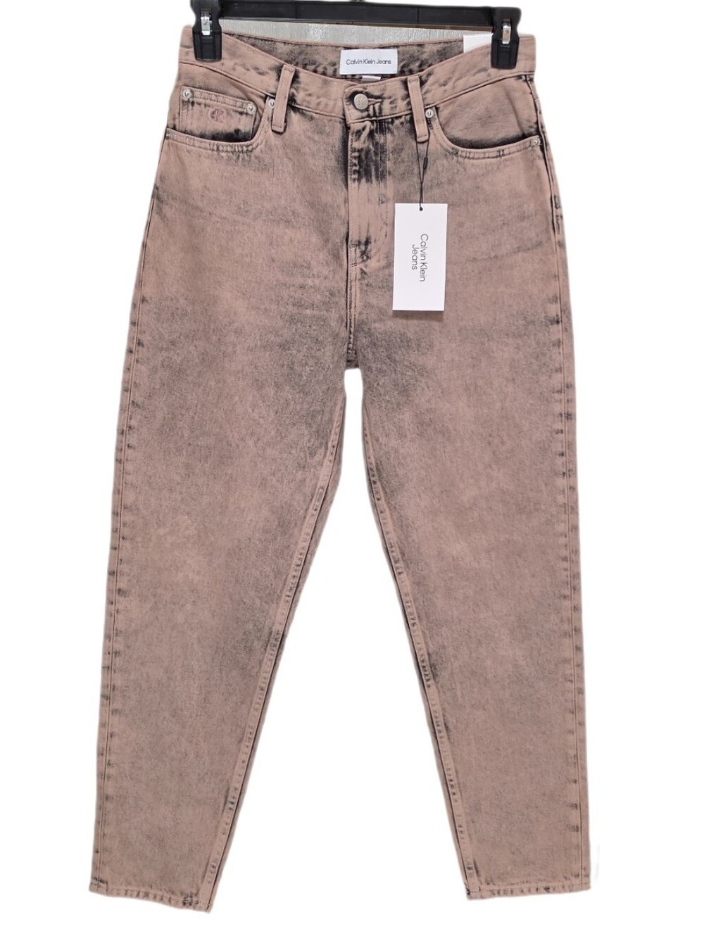 Calvin Klein Women's High Rise Tapered Leg Mom Jeans 80's Look Color Earth Pink